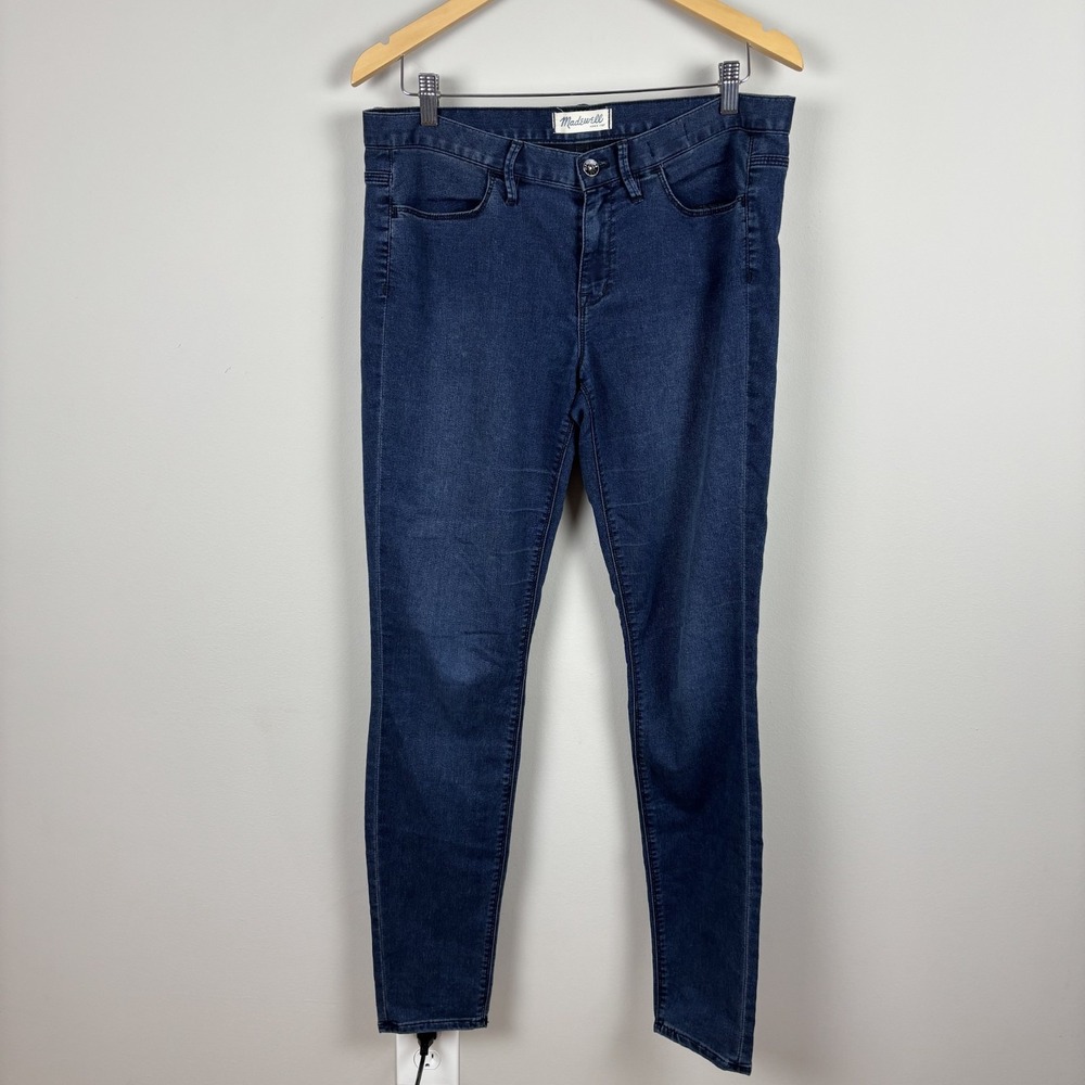 Madewell Jeans Womens 31 Blue Dark Wash Skinny Mid Rise Stretch Pockets Classic